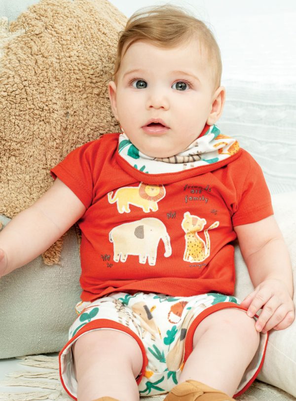 Set t-shirt and shorts with bib for baby boys (0 - 18 months)