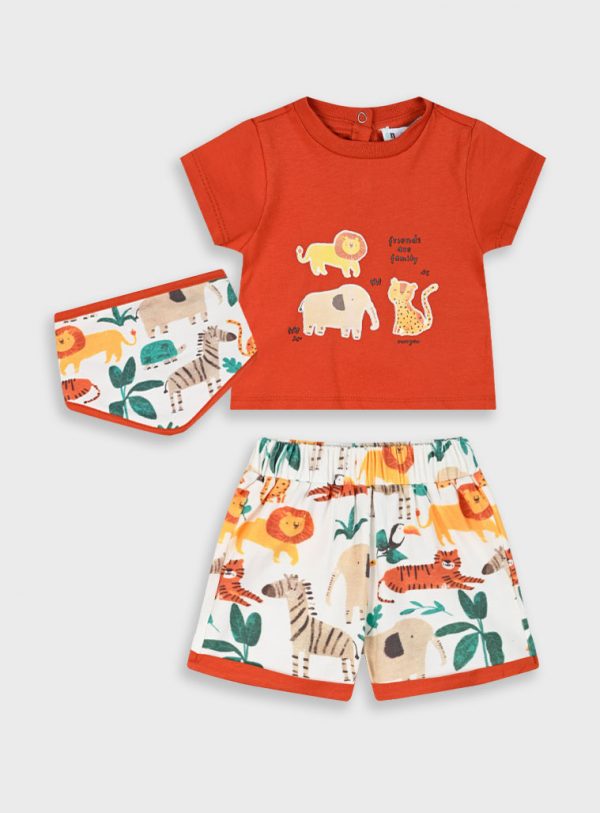 Set t-shirt and shorts with bib for baby boys (0 - 18 months)
