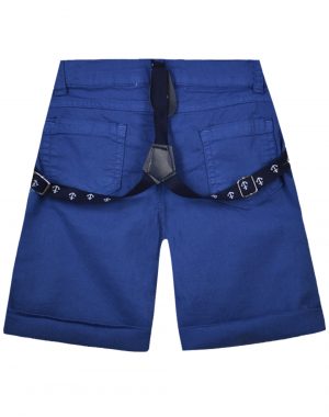 Boy΄s set with polo shirt with print, bermuda, and suspenders