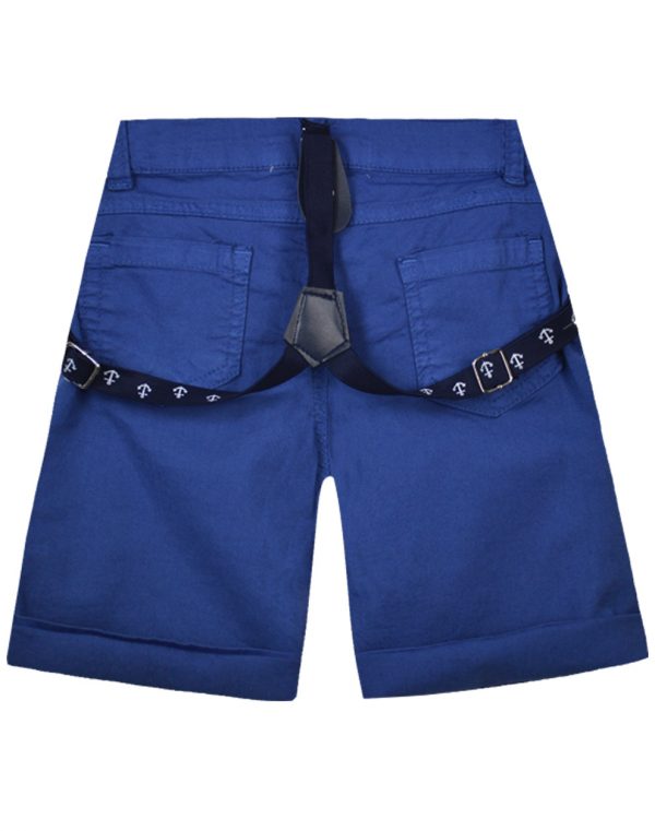 Boy΄s set with polo shirt with print, bermuda, and suspenders