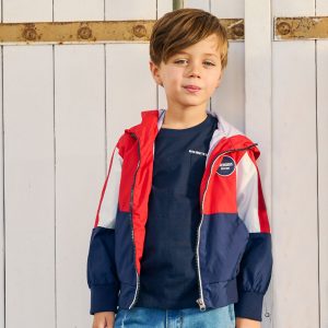 Boy΄s light, three-colour jacket with hood