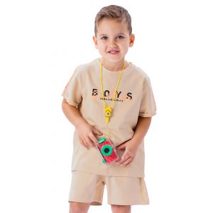 Παιδικό σετ 2 τεμάχια αχνούδιαστο φούτερ με τύπωμα στην μπλούζα για αγόρι