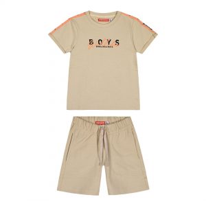 Boy΄s unbrushed fleece set with print on the shirt
