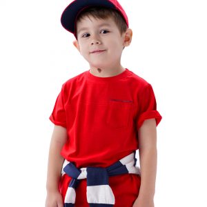 Μακό κοντομάνικη μπλούζα με τύπωμα και τσέπη για αγόρι