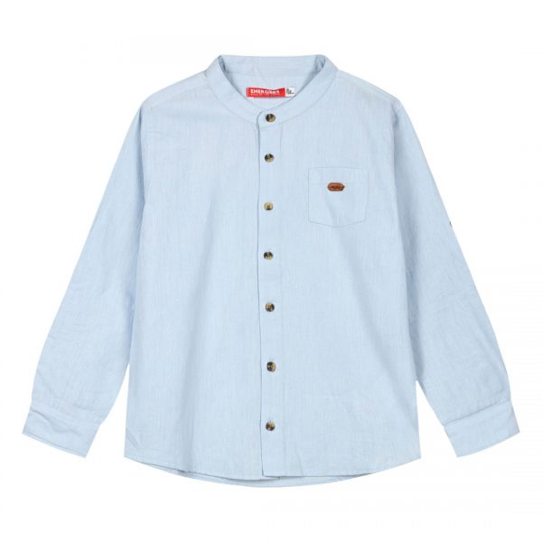 Boy΄s linen button down shirt with mao collar