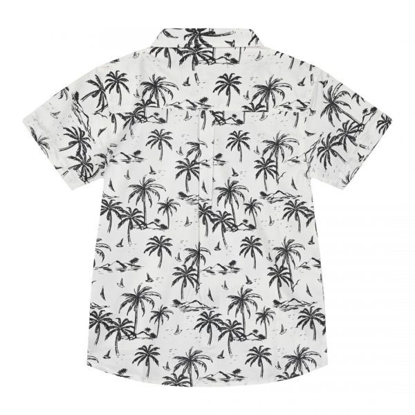 Boy΄s short sleeve button up shirt with all over print