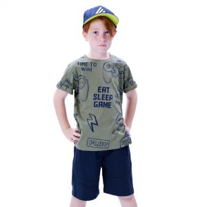 Boy΄s french terry bermuda with embossed print