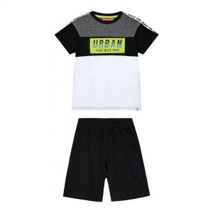 Boy΄s jersey set with panelling and print