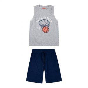 Boy΄s jersey set with sleeveless shirt with print