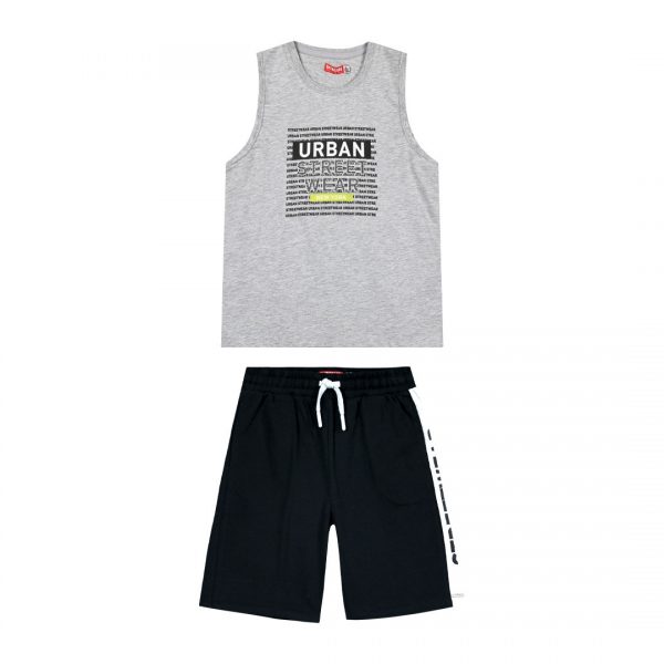 Boy΄s jersey set with sleeveless shirt with print