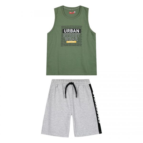 Boy΄s jersey set with sleeveless shirt with print