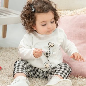 Baby set with plaid leggings for girls (0 - 18 months)