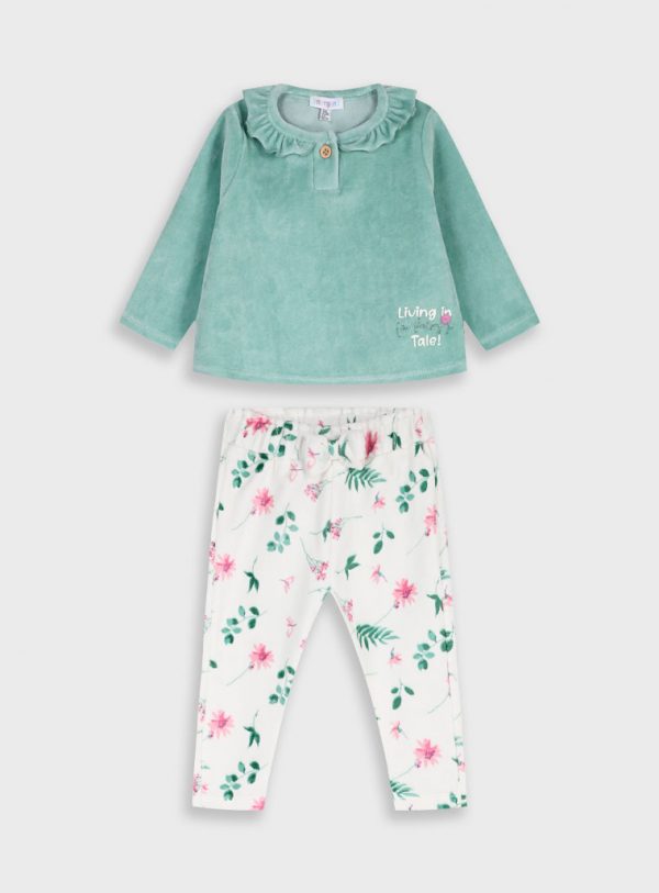 Baby 2 piece velvet set shirt with leggings