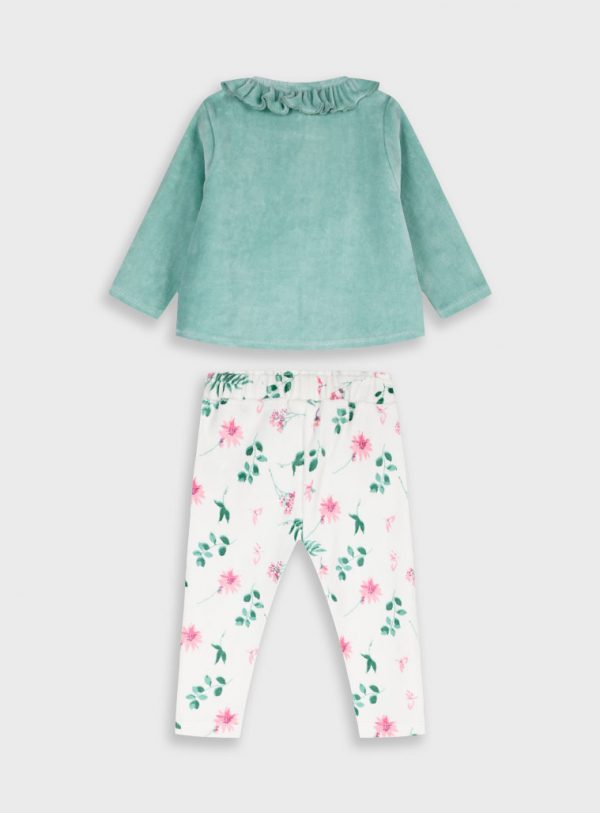 Baby 2 piece velvet set shirt with leggings