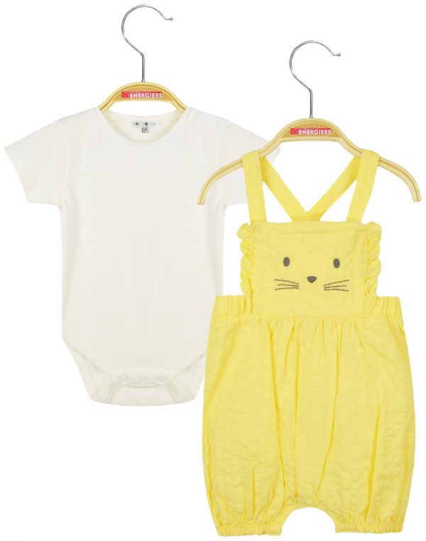 Set bodysuit and overalls for baby girls