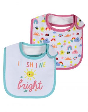 Energiers set of 2 baby bibs for Girls (one size)