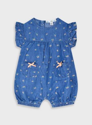 Denim romper for baby girls (0 - 18 months)