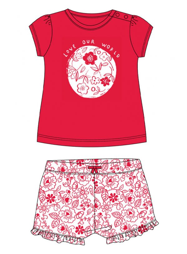 Set t-shirt and shorts for baby girls (6 months - 5 years)