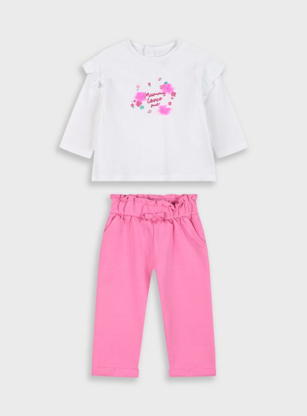 Set long sleeved t-shirt with pants for baby girls (3 - 18 months)