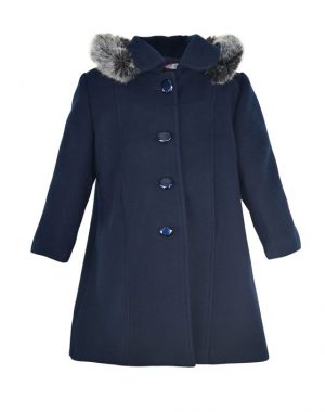 Coat woven straight line with buttons and fair to the hood