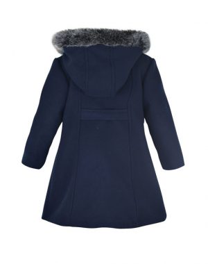 Coat woven straight line with buttons and fair to the hood