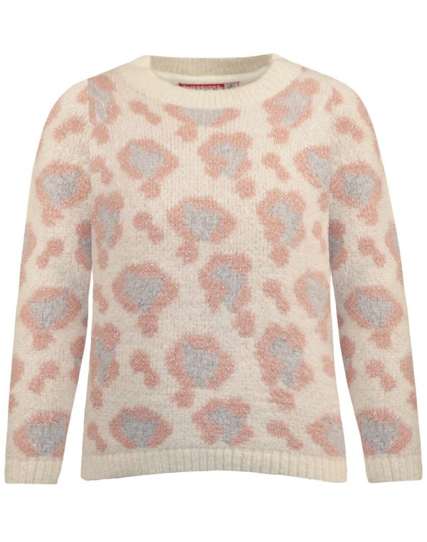 Leopard knitted pullover for girls