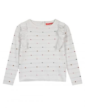 Girl΄s sweater with dotted/striped details