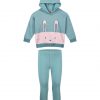 Girl΄s set of fleece blouse with hood and long leggings