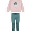 Girl΄s set with fleece blouse and long polka leggings