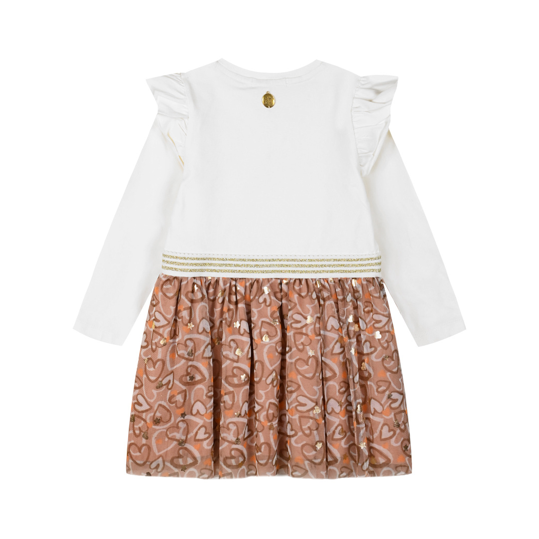 Μακό φόρεμα με τύπωμα και τούλι για κορίτσι Μακό φόρεμα με τύπωμα και τούλι για κορίτσι