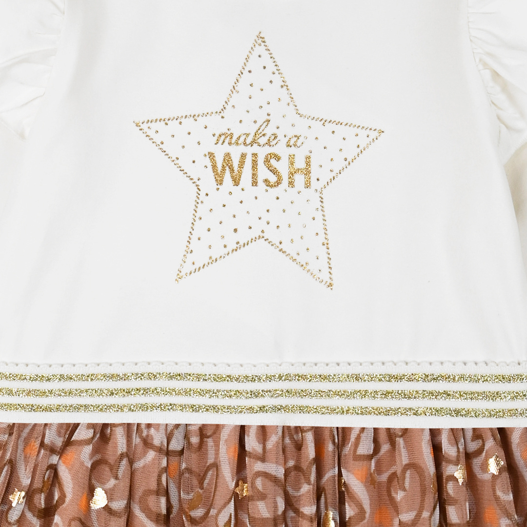 Μακό φόρεμα με τύπωμα και τούλι για κορίτσι Μακό φόρεμα με τύπωμα και τούλι για κορίτσι