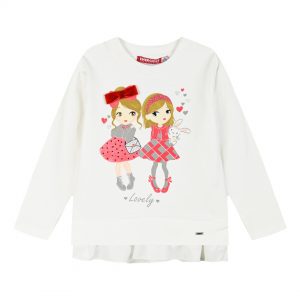 Shirt with print and frills for girls