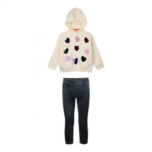 Set hoodie with velvet leggings for girls