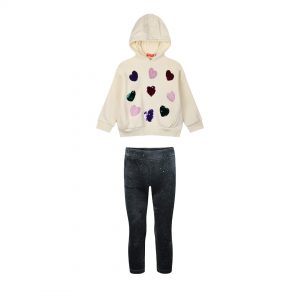 Set hoodie with velvet leggings for girls