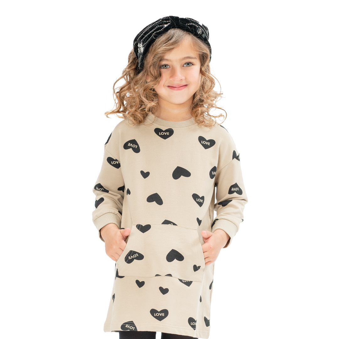 Εμπριμέ φούτερ φόρεμα για κορίτσι Εμπριμέ φούτερ φόρεμα για κορίτσι