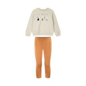 Set shirt with metallic print and leggings for girls