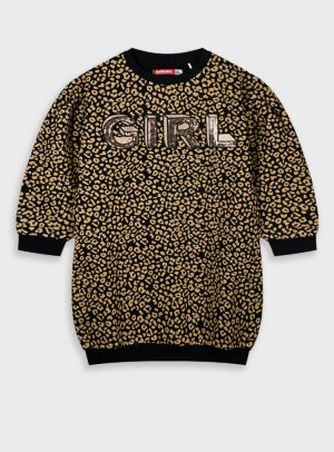 Leopard print fleece dress