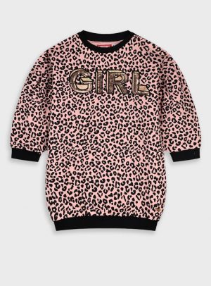 Leopard print fleece dress