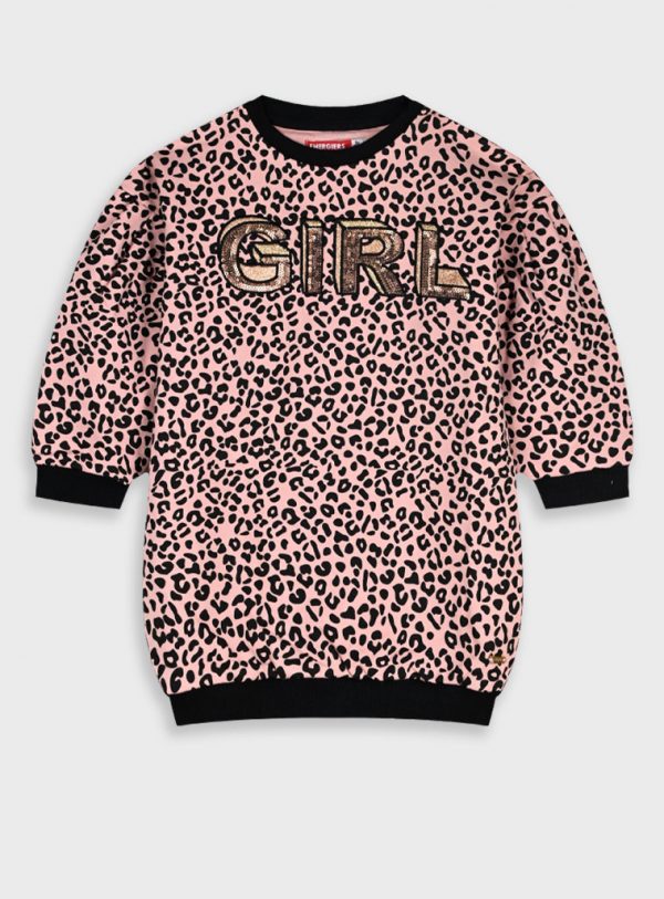 Leopard print fleece dress