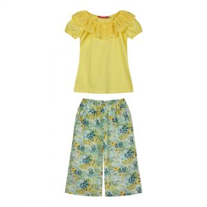 Girl΄s 2 piece set with floral culottes