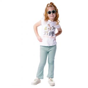 Παιδικό παντελόνι με φαρδύ μπατζάκι για κορίτσι