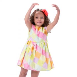 Παιδικό πολύχρωμο καρό φόρεμα για κορίτσι
