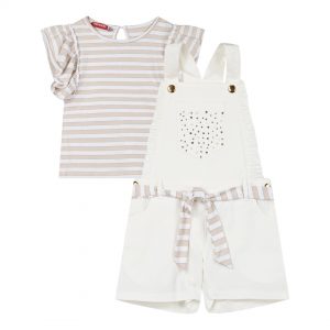 Girl΄s 2 piece set with shirt and dungarees