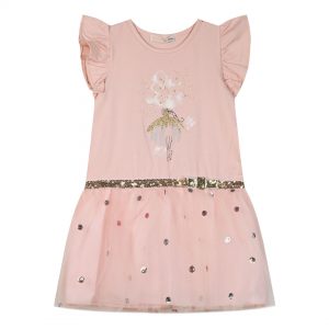 Girl΄s dress with print with glitter