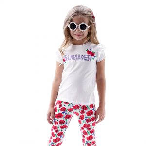 Girl΄s 2 piece set with print and rhinestones