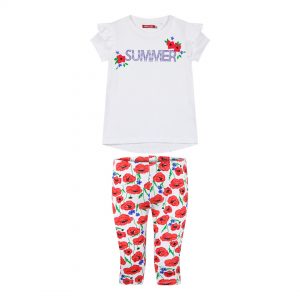 Girl΄s 2 piece set with print and rhinestones