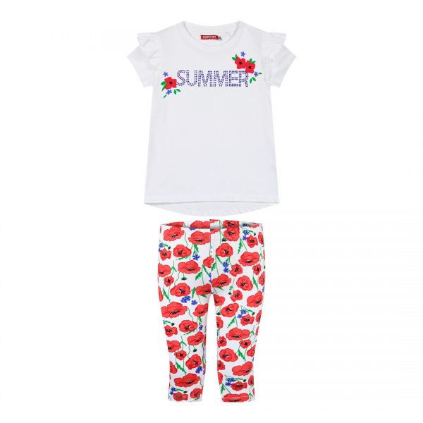 Girl΄s 2 piece set with print and rhinestones