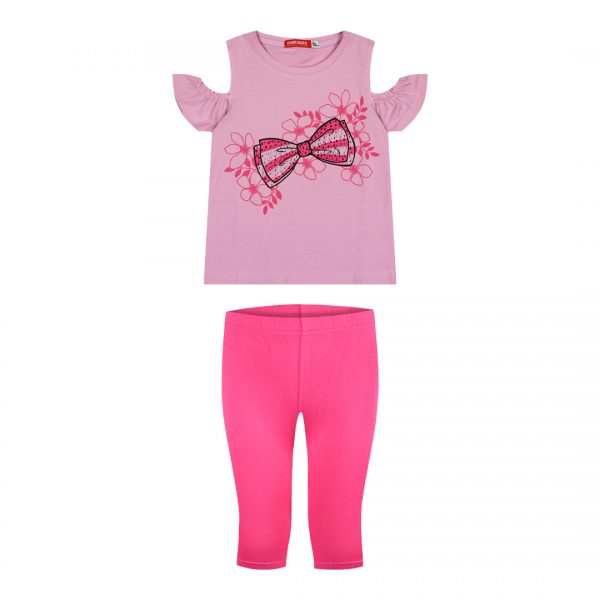Girl΄s 2 piece set with print and rhinestones