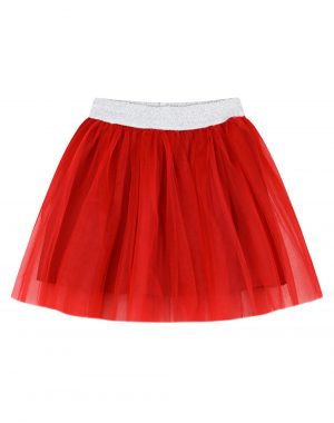 Solid color tulle skirt with silver elastic for girl