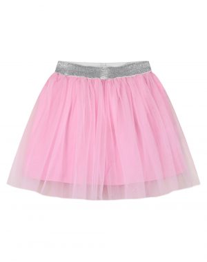 Solid color tulle skirt with silver elastic for girl